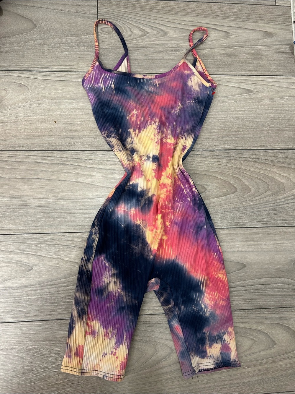 Tie-Dye Ribbed Kids One-Piece Romper in Purple/Pink/Yellow